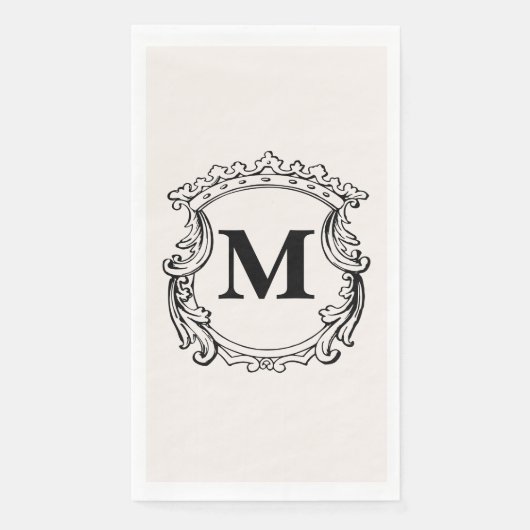 Serviette En Papier Beige Custom Monogram Crest (Devant)