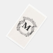 Serviette En Papier Beige Custom Monogram Crest (Coin)