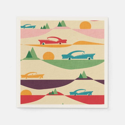 Serviette En Papier beige de vacances rétro (Devant)