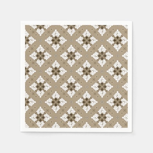 Serviette En Papier Beige ethnic damask batik seamless pattern (Devant)