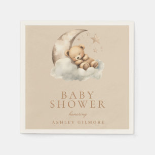 Serviette En Papier Beige mignon Ours Teddy Baby shower neutre