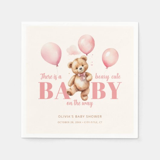 Serviette En Papier Beige On Peut Attendre Rapidement Baby shower Mini (Devant)