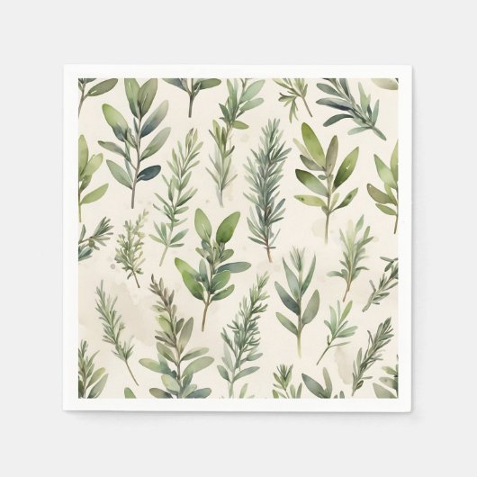 Serviette En Papier Beige pâle avec Herbe verte douce (Devant)