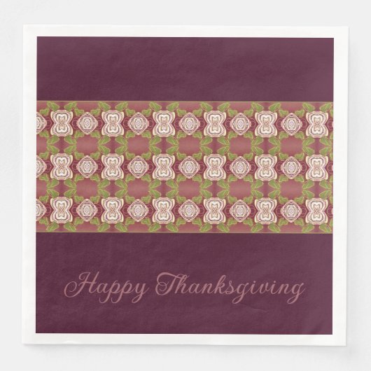 Serviette En Papier Beige rose Et Bourgogne (Devant)