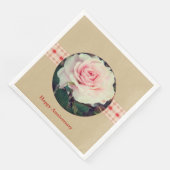 Serviette En Papier Beige Rose Et Rouge (Coin)