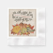 Serviette En Papier Beige Thanksgiving Citrouilles et Squash (Devant)