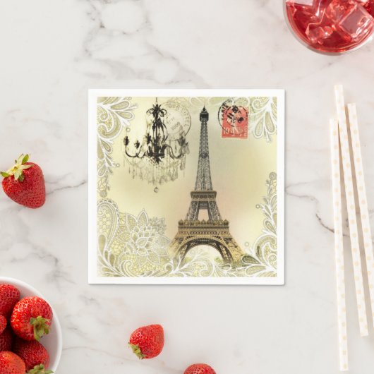 Serviette En Papier beijal lace chandelier eiffel (En situation)