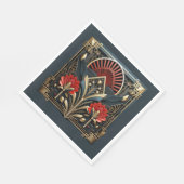 Serviette En Papier Bel Art Déco Rouge Or Sarcelle (Coin)