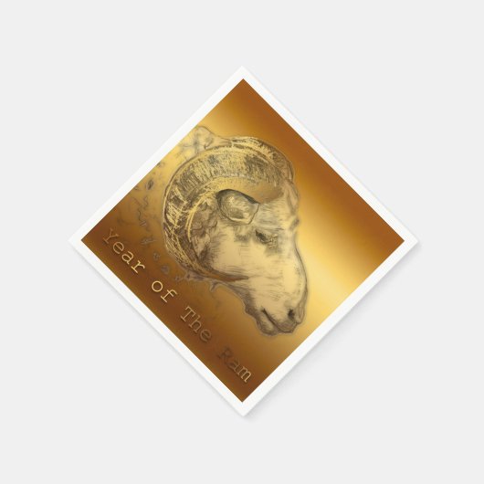 Serviette En Papier Bélier d'or - Année chinoise - papier serviettes (Coin)
