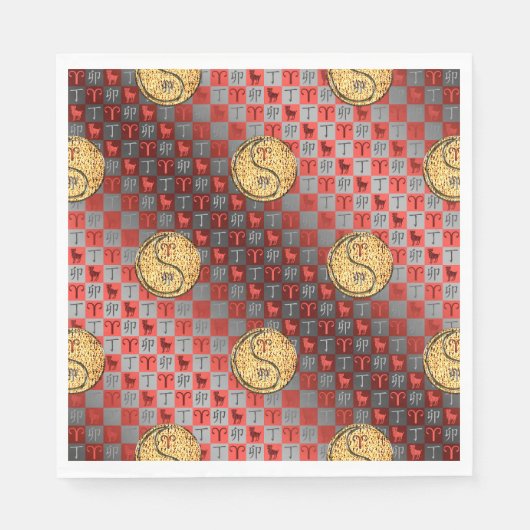 Serviette En Papier Bélier et Rabbit de feu (Devant)