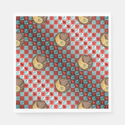 Serviette En Papier Bélier & Serpent de Terre (Devant)