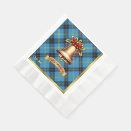 Serviette En Papier Bell personnalisé Tartan Noël (Coin)