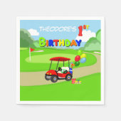 Serviette En Papier Belle 1er anniversaire Red Golf Cart Boy's (Devant)