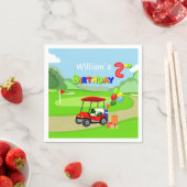Serviette En Papier Belle 2e anniversaire Red Golf Cart Boy's (En situation)