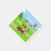 Serviette En Papier Belle 2e anniversaire Red Golf Cart Boy's (Coin)