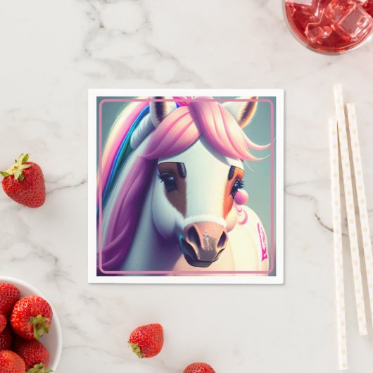 Serviette En Papier Belle 3D Spirit Pony 2 Party (En situation)