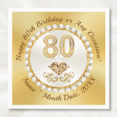 Serviette En Papier Belle, 80e Anniversaire serviettes, personnalisées