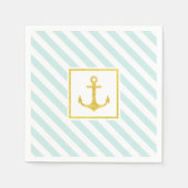 Serviette En Papier Belle Ancre dorée Motif rayé (Devant)