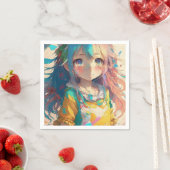 Serviette En Papier Belle Anime Colorée fille (En situation)