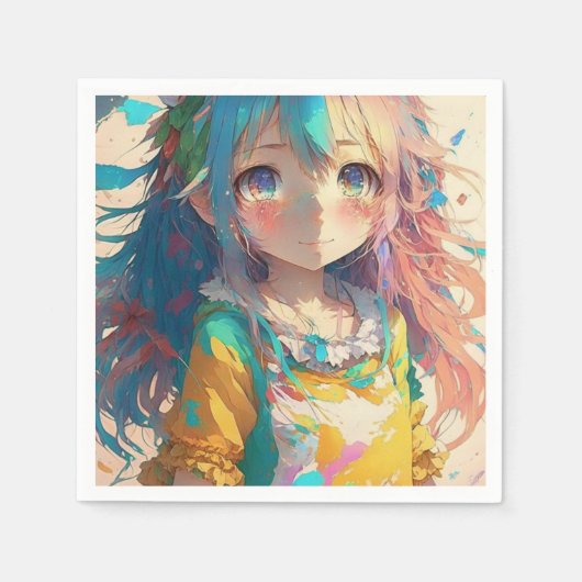 Serviette En Papier Belle Anime Colorée fille (Devant)