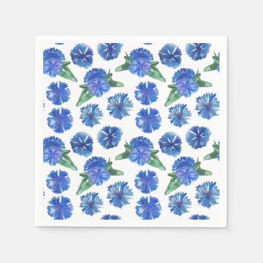 Serviette En Papier Belle aquarelle bleu cornfleurs (Devant)