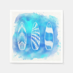 Serviette En Papier Belle aquarelle Bleue Eau Surfboards art