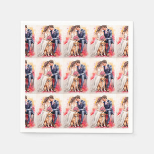 Serviette En Papier Belle aquarelle couple mariage