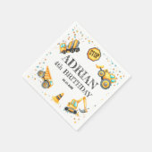 Serviette En Papier Belle aquarelle d'anniversaire Véhicules de constr (Coin)