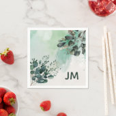 Serviette En Papier Belle aquarelle design feuille (En situation)