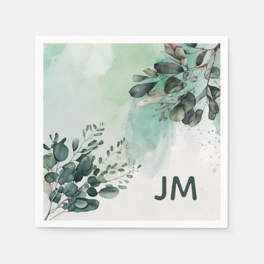 Serviette En Papier Belle aquarelle design feuille (Devant)