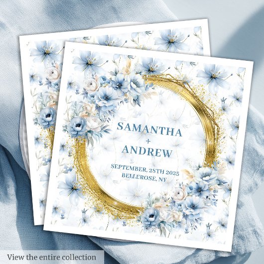 Serviette En Papier Belle aquarelle Dusty Blue or Accent Napkin
