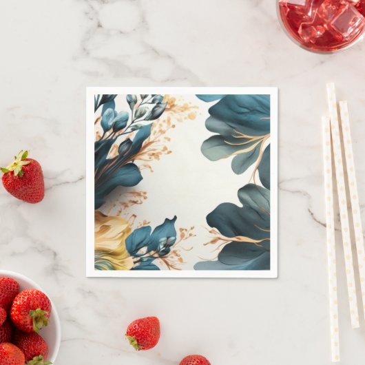 Serviette En Papier Belle aquarelle fleurie (En situation)