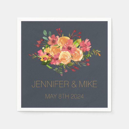 Serviette En Papier Belle aquarelle fleurs design (Devant)