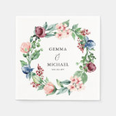 Serviette En Papier Belle aquarelle Floral & Mariage de verdure (Devant)