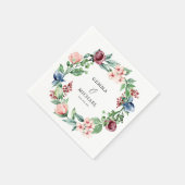 Serviette En Papier Belle aquarelle Floral & Mariage de verdure (Coin)