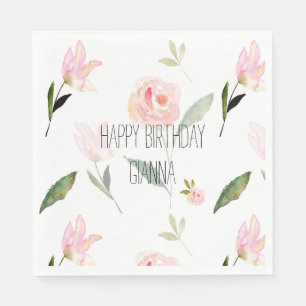 Serviette En Papier Belle aquarelle rose florale