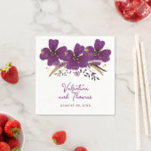 Serviette En Papier Belle Aquarelle Violet Fleurs Papier Napkin (En situation)