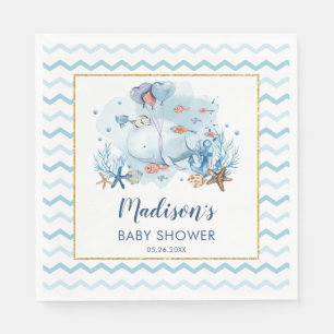 Serviette En Papier Belle baleine sous le Baby shower marin 