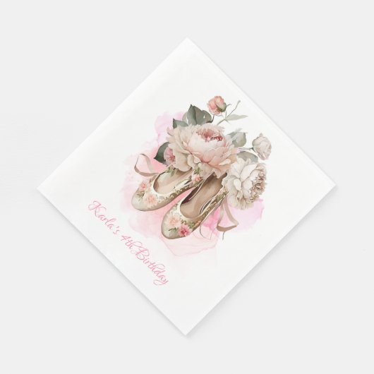 Serviette En Papier Belle Ballerina Dancer Aquarelle rose (Coin)