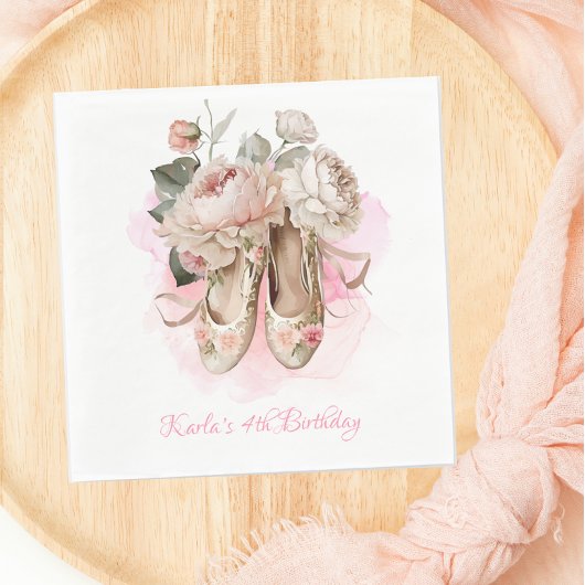 Serviette En Papier Belle Ballerina Dancer Aquarelle rose