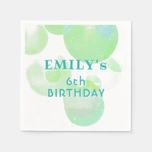 Serviette En Papier Belle bulles verte et bleue Anniversaire