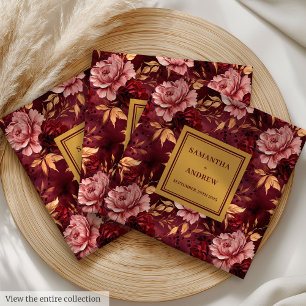 Serviette En Papier Belle Burgundy Blush Gold Dinner Mariage Napkins