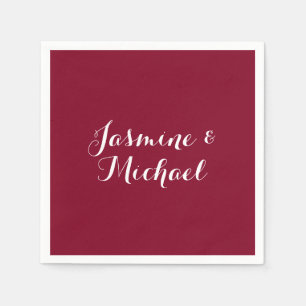 Serviette En Papier Belle Burgundy Red Calligraphie Couple Noms