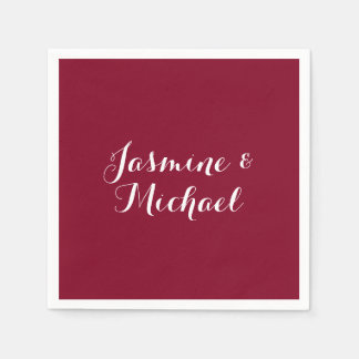 Serviette En Papier Belle Burgundy Red Calligraphie Couple Noms