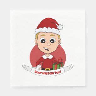 Serviette En Papier Belle caricature de Noël garçon Napkins