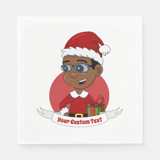 Serviette En Papier Belle caricature de Noël garçon Napkins (Devant)