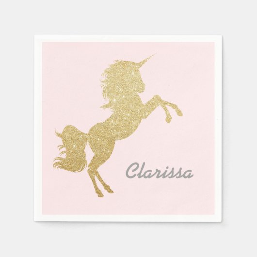 Serviette En Papier Belle chick girly or parties scintillant licorne (Devant)