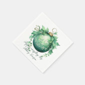 Serviette En Papier Belle chute de neige à bille verte de Noël (Coin)