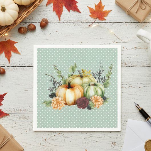 Serviette En Papier Belle Citrouille Automne Thanksgiving Aquarelle