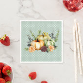 Serviette En Papier Belle Citrouille Automne Thanksgiving Aquarelle (En situation)
